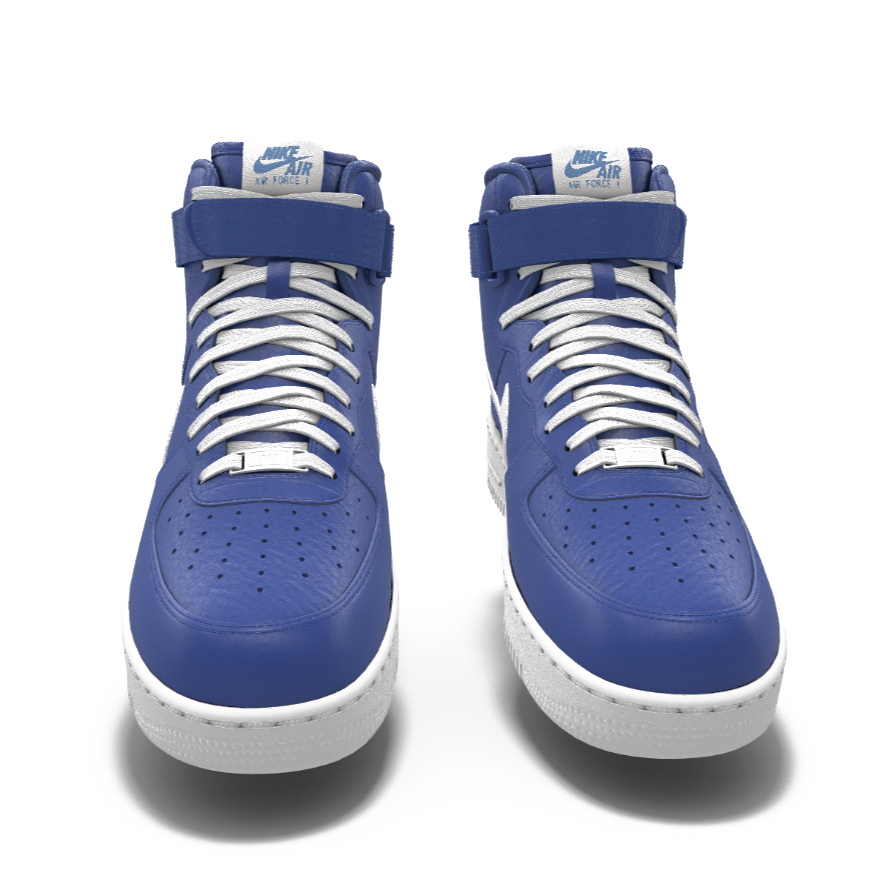 $250 NIB NEW Mens Nike Air Force 1 Royal Blue Custom Leather High Top BB Shoes