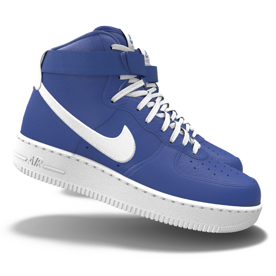 $250 NIB NEW Mens Nike Air Force 1 Royal Blue Custom Leather High Top BB Shoes