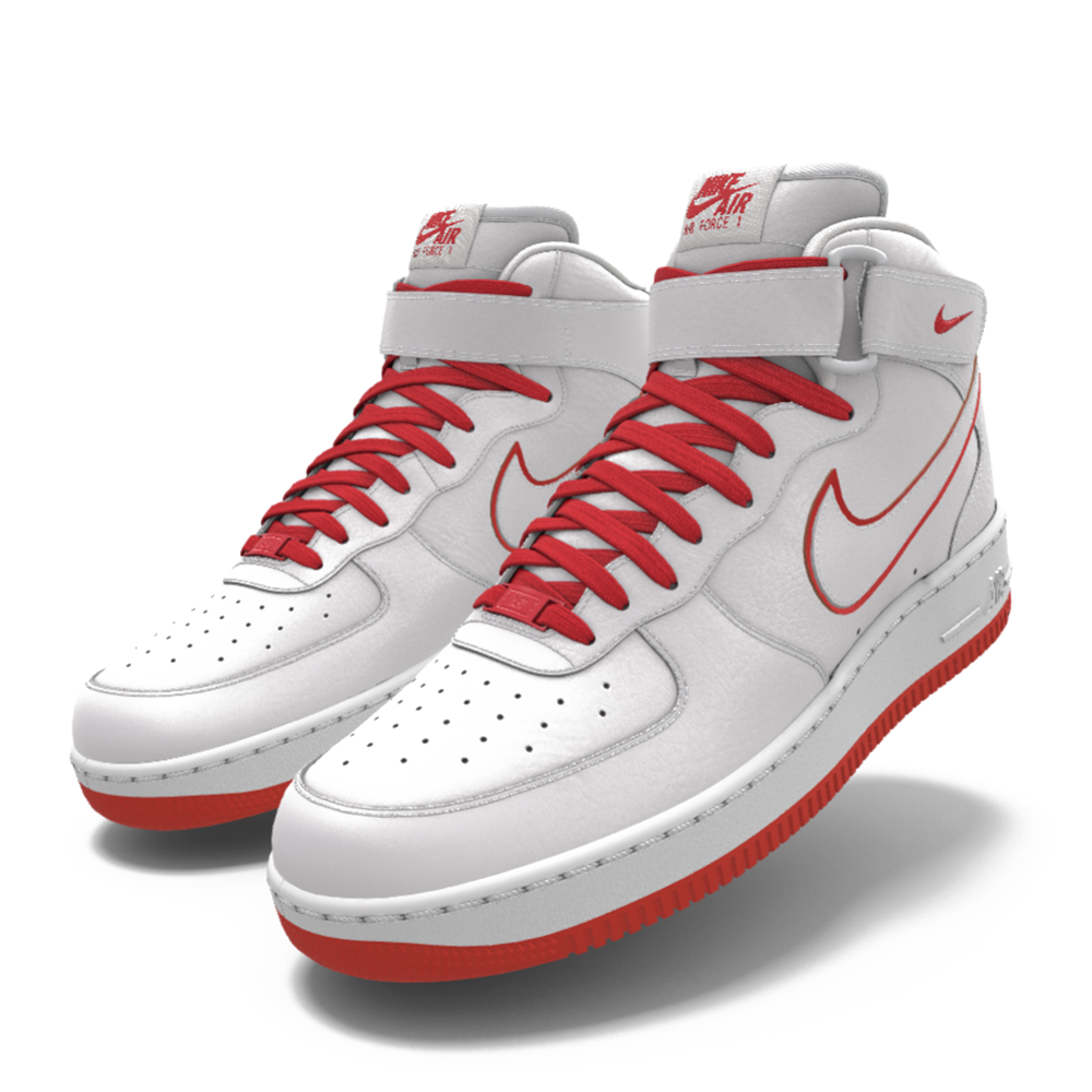 $215 NIB Mens NIKE Air Force 1 Mid Red & White Custom Leather Basketball Shoes