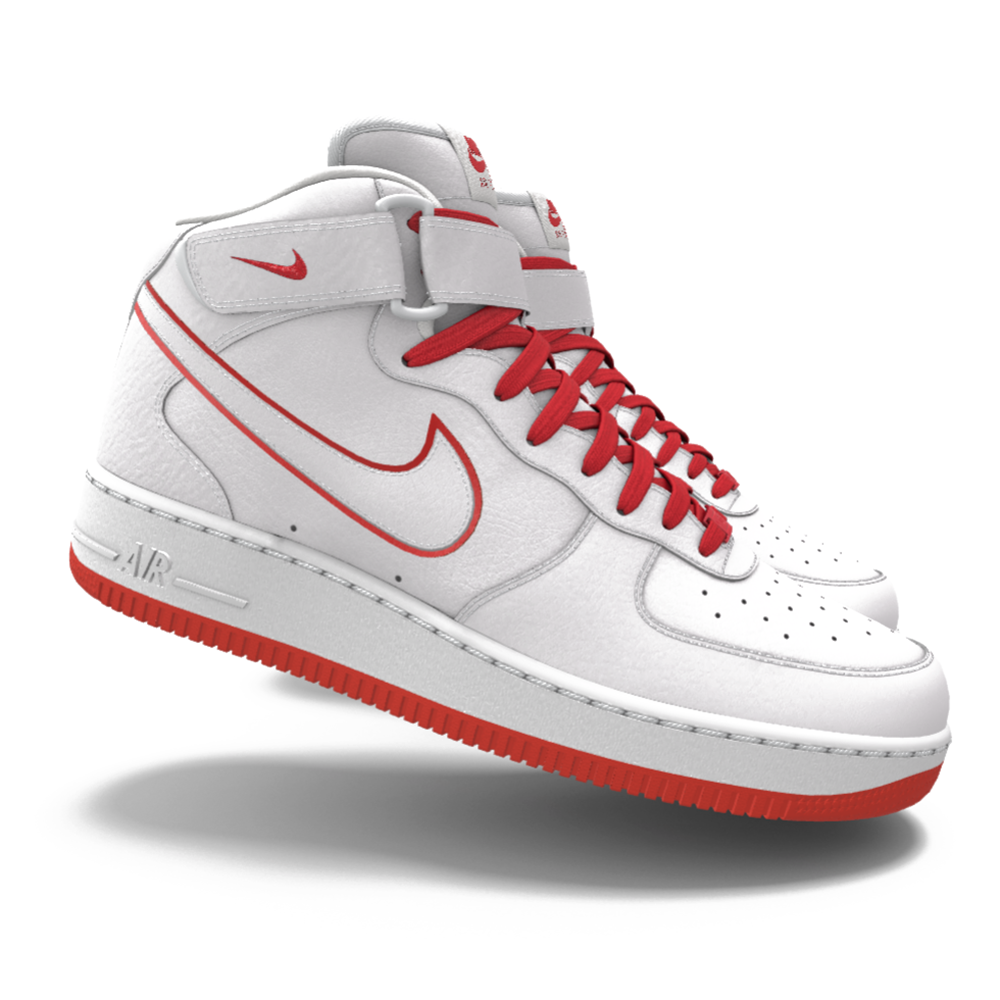 $215 NIB Mens NIKE Air Force 1 Mid Red & White Custom Leather Basketball Shoes