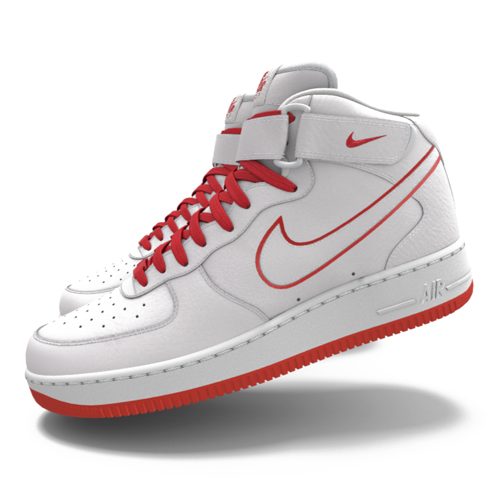 $215 NIB Mens NIKE Air Force 1 Mid Red & White Custom Leather Basketball Shoes