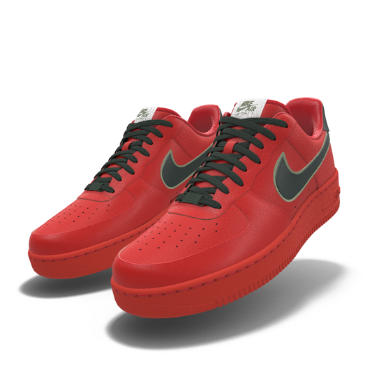 $195 NIB NEW Mens NIKE Air Force 1 Low Christmas Red Leather Custom BB Shoes