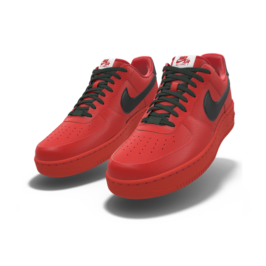 $195 NIB NEW Mens NIKE Air Force 1 Low University Red & Black Custom Leather BB Shoes