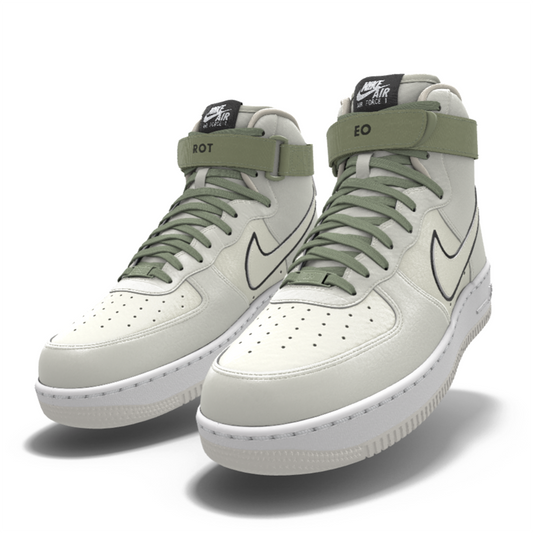 $250 NIB NEW Mens Nike Air Force 1 High Top Bone Green Custom Leather Shoes